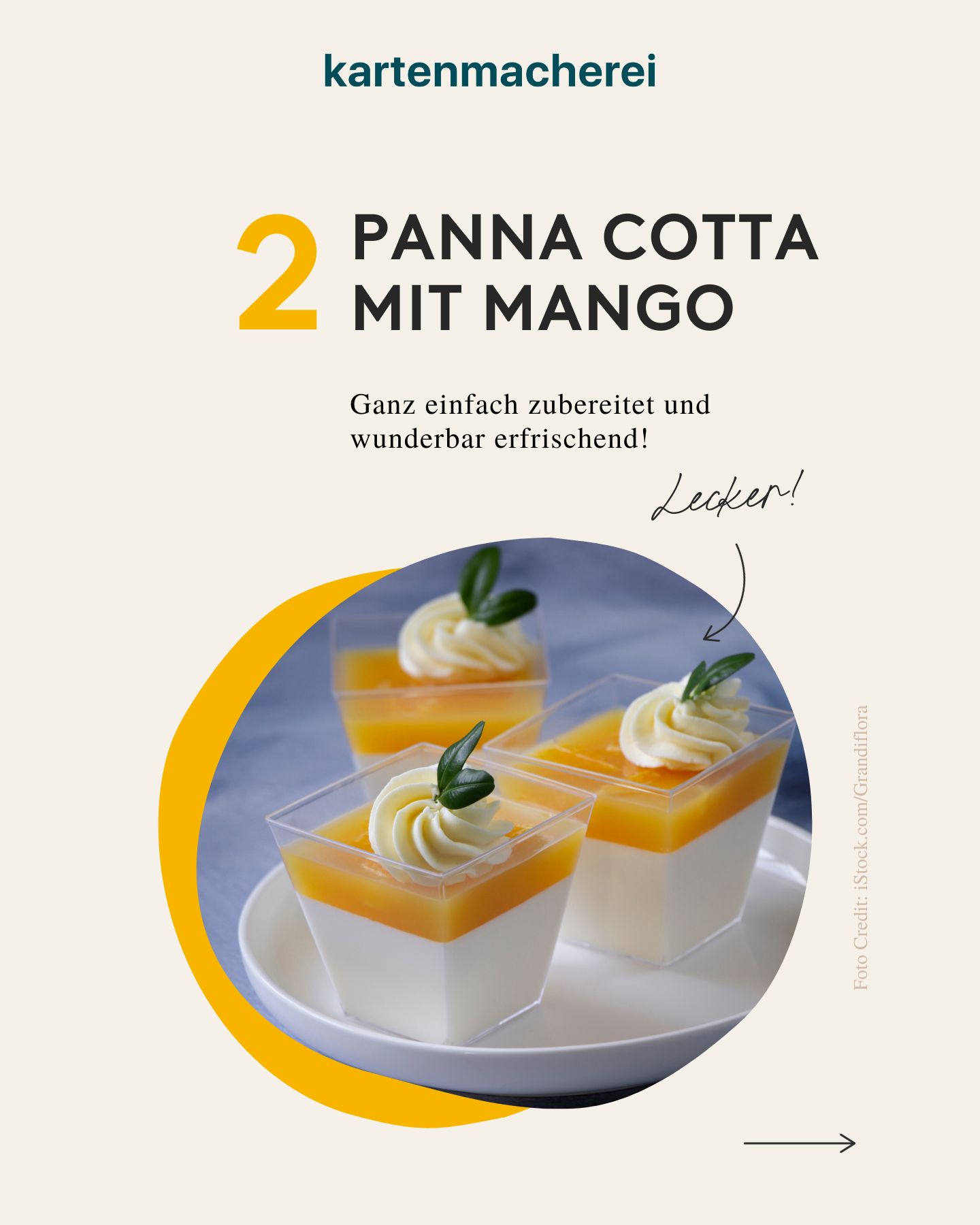 Rezeptbild für ein Panna cotta mit Mango