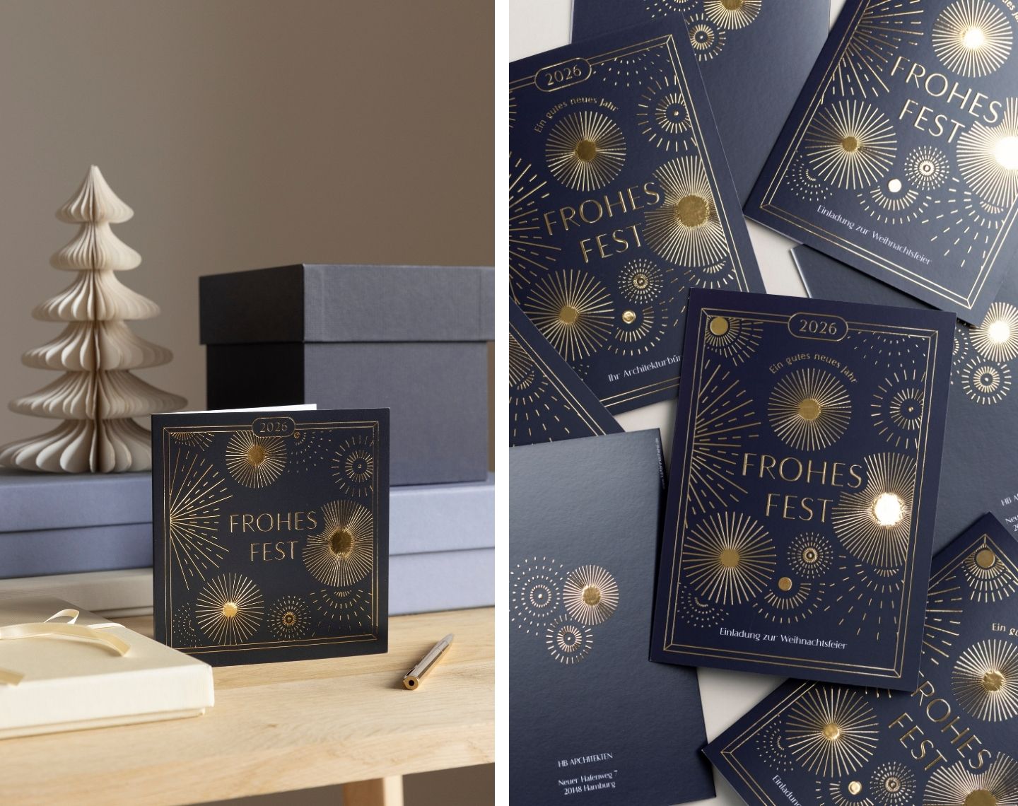 Collage mit schönen Weihnachtskarten als Weihnachtsgeschenk für Mitarbeiter