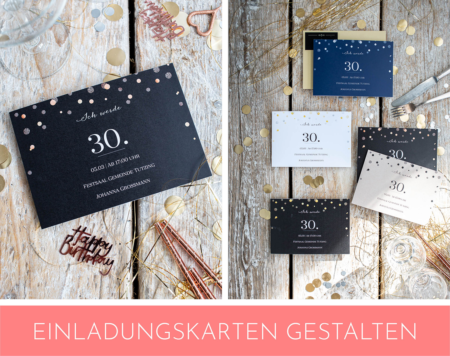 Einladungskarten zum 30. Geburtstag