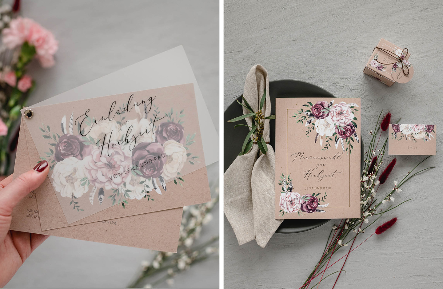 Hochzeitspapeterie im floralen Design